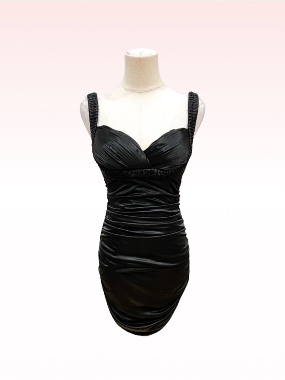 LOVE TEASE Black Rouched Body Con Mini Dress (Sz 3)